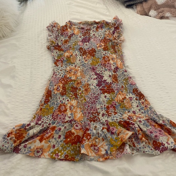 Liberty love multi color floral smocked dress size large - Picture 2 of 13